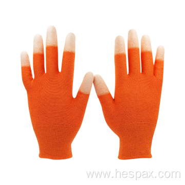 Hespax Hotsale PU Coated High Impact Labor Gloves